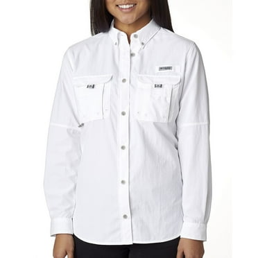 Columbia Womens PFG Bahama II UPF 30 Long Sleeve Fishing Shirt White X-Large