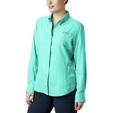Columbia Womens PFG Tamiami II UPF 40 Long Sleeve Fishing Shirt Dolphin X-Small