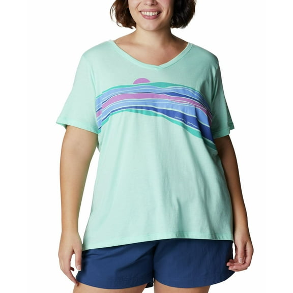 Columbia Womens Plus Size Bluebird Day Relaxed V-Neck Top;1X