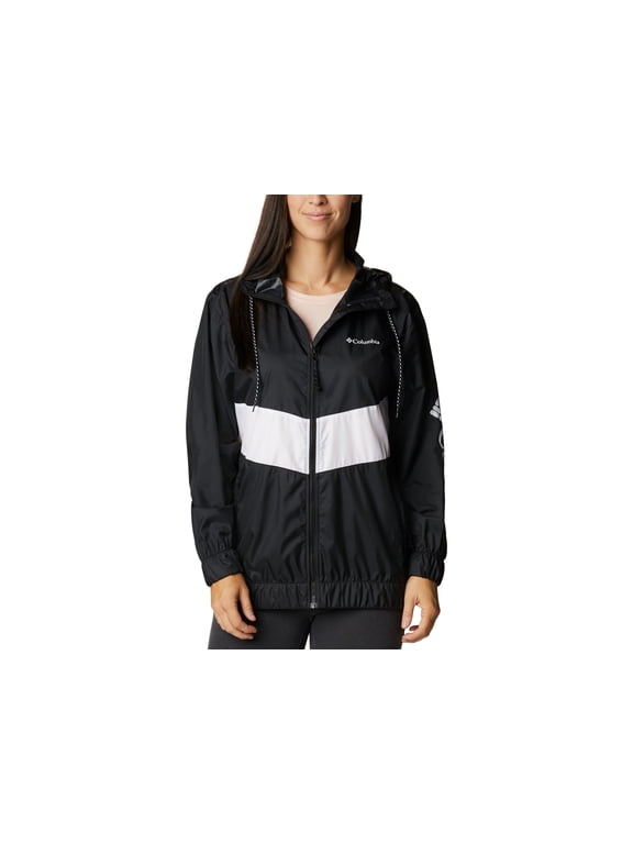 Womens Sandy Sail Windbreaker Jacket Black, White 2XL