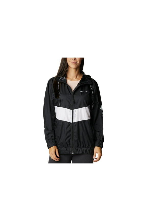 Womens Sandy Sail Windbreaker Jacket Black, White 2XL