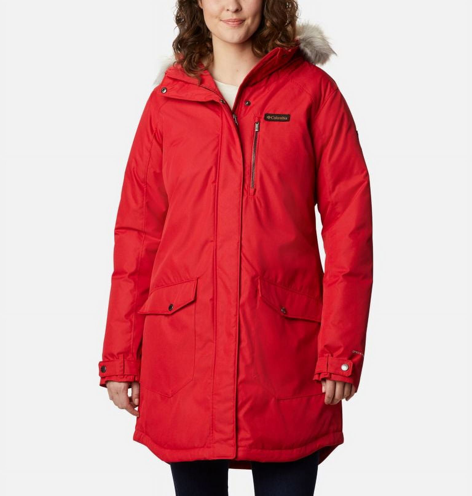 Columbia Womens Suttle Mountain Long Insulated Jacket Red Lily L