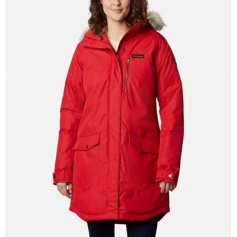 Columbia Womens Suttle Mountain Long Insulated Jacket Red Lily L