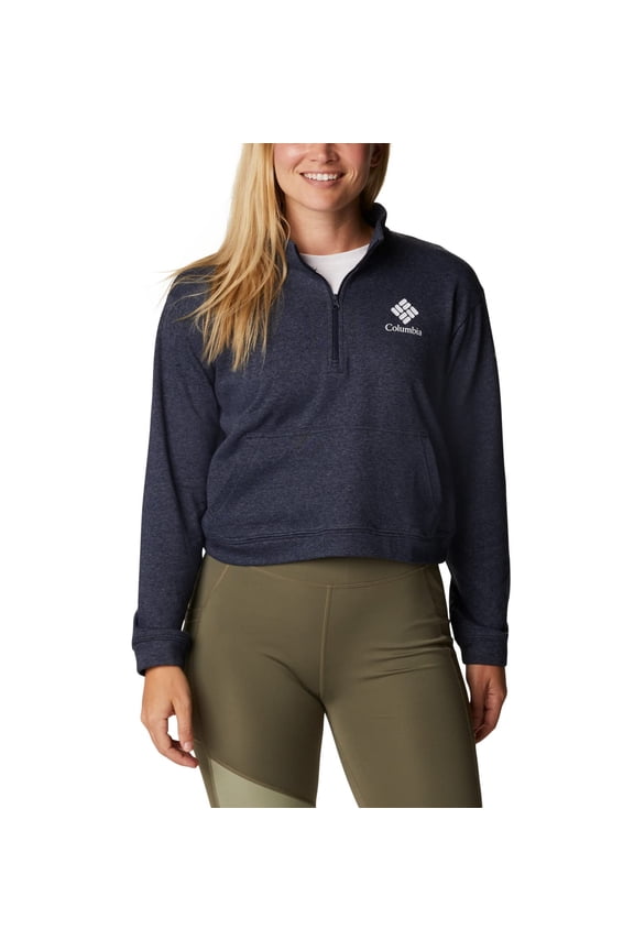 Womens Trek French Terry Half Zip Top Navy Heather, Stack 2XL