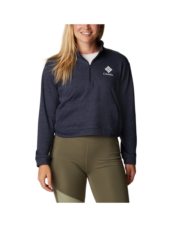 Womens Trek French Terry Half Zip Top Navy Heather, Stack 2XL