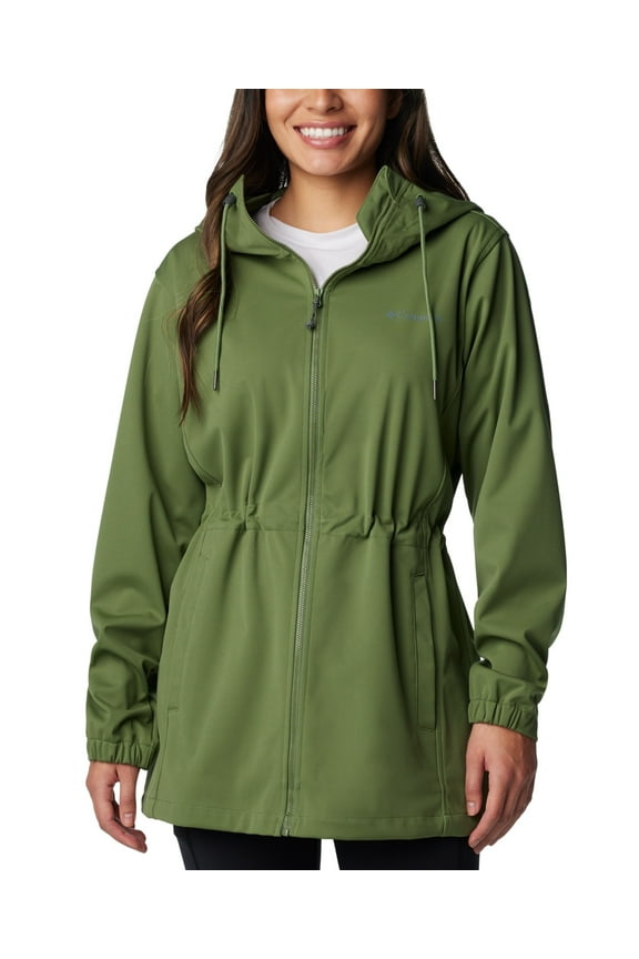 Womens Windbreaker Coat XS Green Hooded Solid