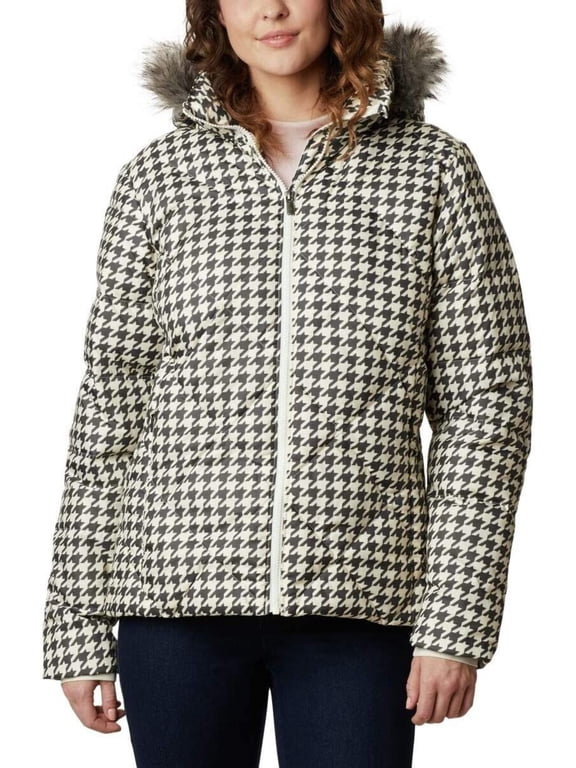 XL0629-192 Women's Chalk Houndstooth ICY Heights Ii Down Jacket XL CR1 (Regular,XS)