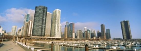 Columbia Yacht Club with buildings in the background Lake Point Tower Chicago Cook County Illinois USA Canvas Art - Panoramic Images (36 x 13)