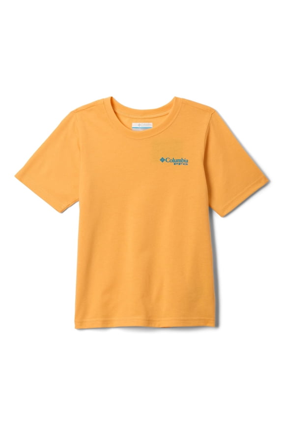 Youth Boys PFG Short Sleeve Graphic Tee, Summer Orange/PFG Boys Fish Flag, Medium