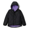 thumbnail image 1 of Columbia Youth Girls Big Fir Reversible Jacket, Black/Paisley Purple, X-Small, 1 of 2
