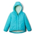 thumbnail image 1 of Columbia Youth Girls Big Fir Reversible Jacket, Geyser/Sea Ice, X-Small, 1 of 4