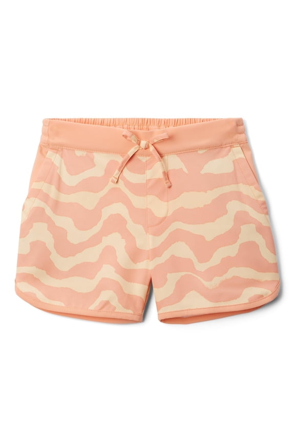 Youth Girls Sandy Shores Boardshort, Sunkissed Wavy/Apricot Fizz, XX-Small