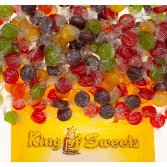 Columbian Assorted Fruit Buttons 2 Pounds Sugar Candy for Candy Dishes, Easter, Halloween and More in a Resealable Bulk King of Sweets Bag