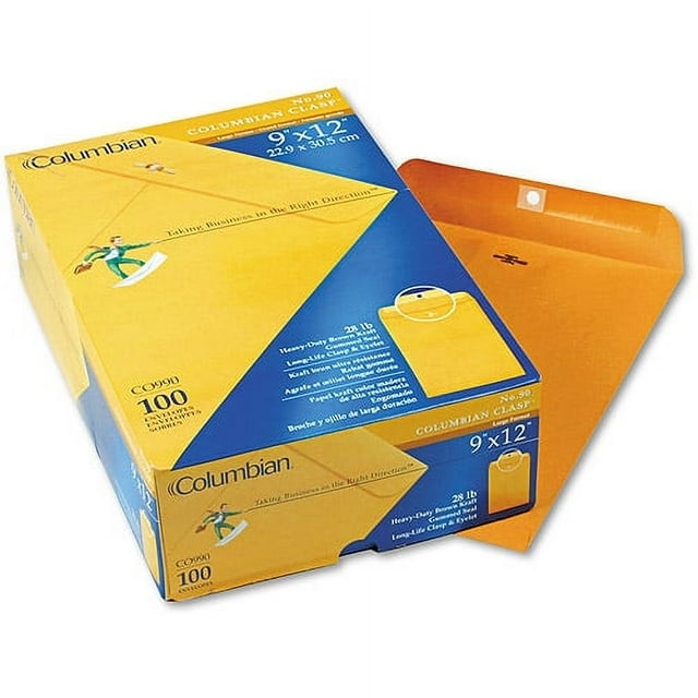 Columbian Clasp Envelope, Side Seam, 11.5" x 14.5", Light Brown, 100ct