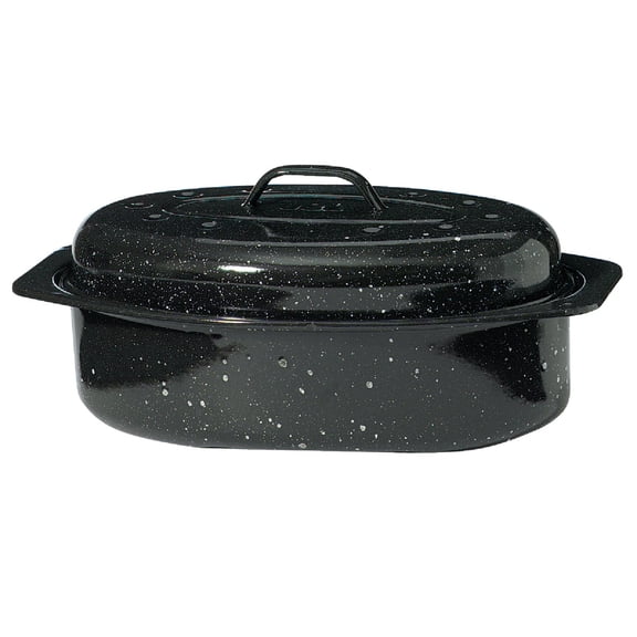 Columbian Home Products Granite Ware Oval Roaster - Nonstick Ceramic on Steel - 13" x 8" x 5" Black Residential Use, Standard Application
