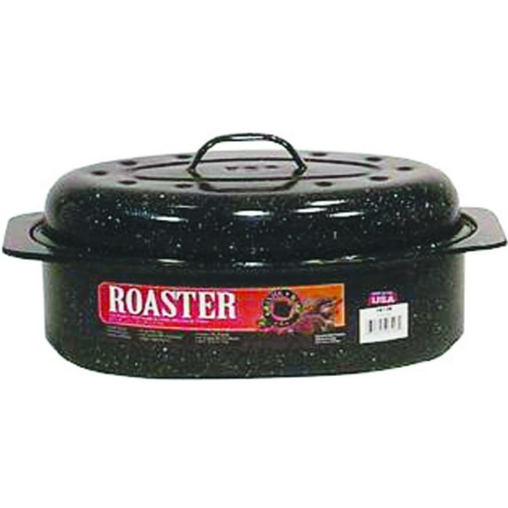 Columbian Home Products Granite Ware Oval Roaster - Nonstick Ceramic on Steel - 13" x 8" x 5" Black