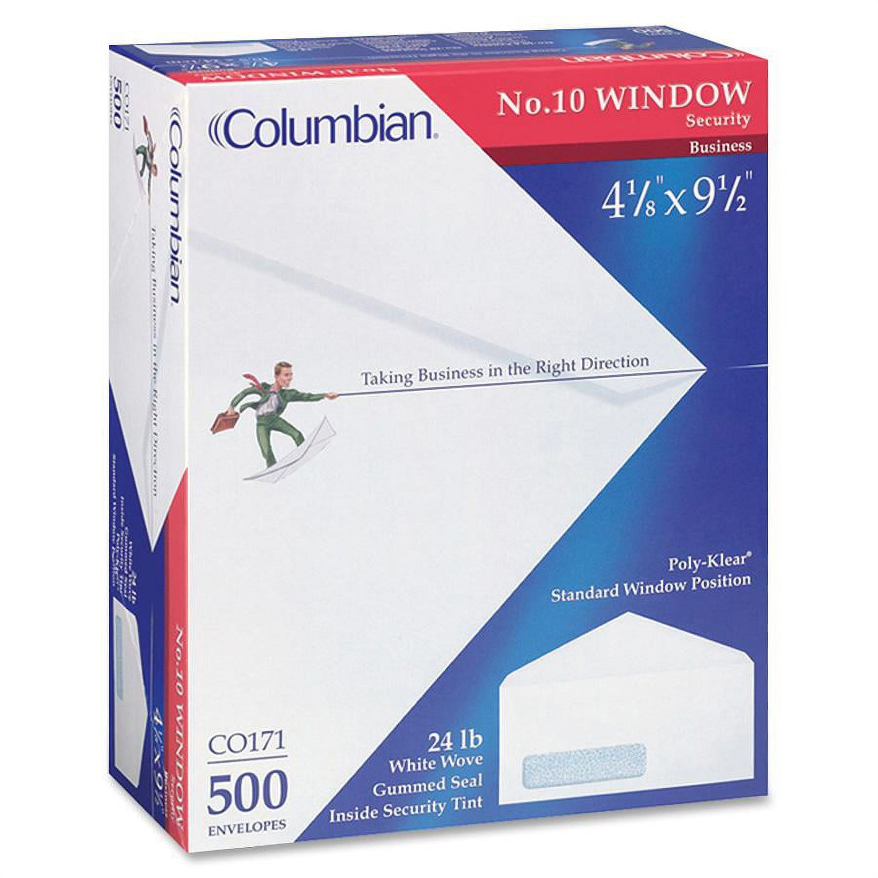 Columbian Quaco171 Poly Klear Windowith Security Envelopes 500 Box White