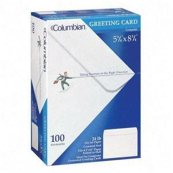 Columbian, QUACO298, Greeting Card Gum Seal Envelopes, 100 / Box, White