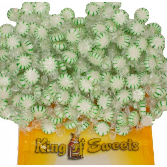 Columbian Starlight Spearmint Mints 1 Pound Bag Green & White Center, Individually Wrapped Fresh in a King of Sweets Bag
