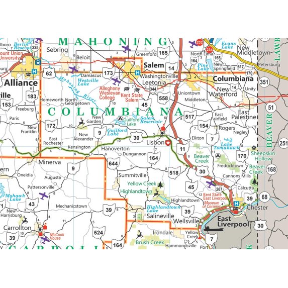 Columbiana County Ohio Map Poster Picture Photo Print Banner East Palestine Conversationprints ...