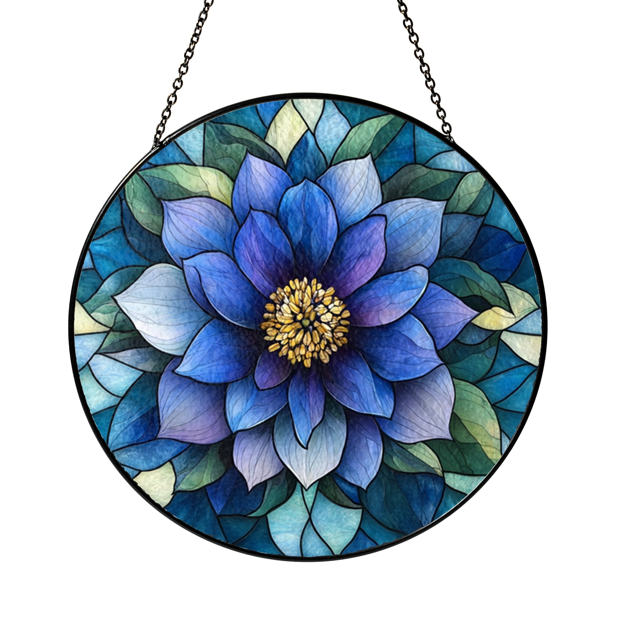 Columbine Floral Stained Glass Style Window Suncatcher, Botanical ...