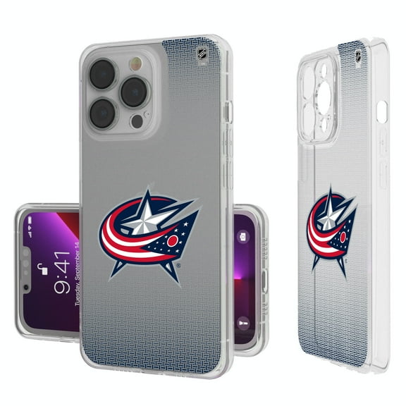 Columbus Blue Jackets Linen Logo iPhone Clear Case