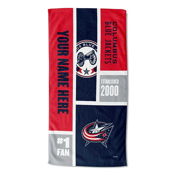 Columbus Blue Jackets NHL Colorblock Personalized Beach Towel, 30" x 60"