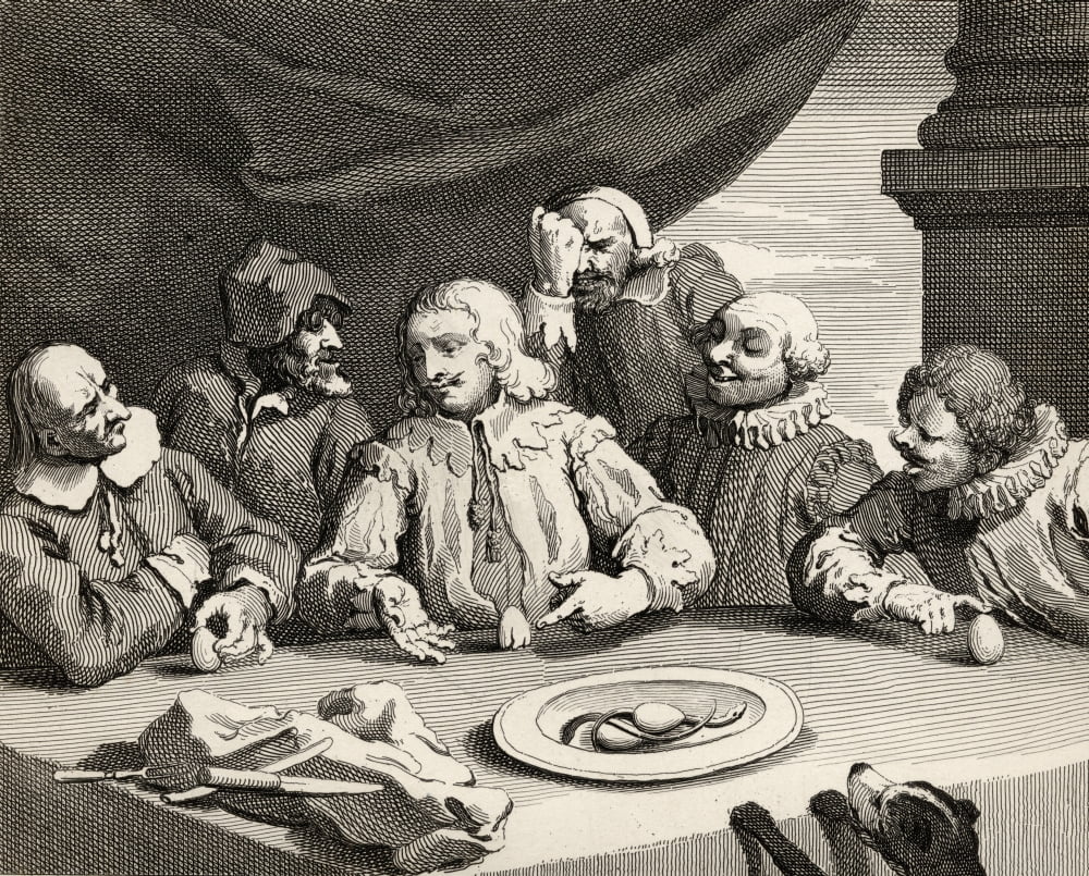 Columbus Breaking The Egg A Facsimile Of Hogarths Own Engraving From The Works Of Hogarth Published London 1833 Canvas Art - Ken Welsh Design Pics (16 x 12)