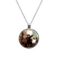 thumbnail image 1 of Columbus Day Elegant Glass Circular Pendant Necklace - Stylish and Trendy Jewelry for Women, 1 of 5