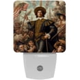 thumbnail image 1 of Columbus Day LED Square Night Light - Small and Bright Square-shaped LED Night Light for Bedroom, Bathroom, and Hallway - Compact Plug-in Nightlight with Auto on/Off Sensor, 1 of 6