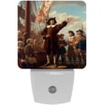 thumbnail image 1 of Columbus Day LED Square Night Lights - Energy Efficient Plug-in Wall Lamp with Auto Sensor, Soft Glow Illumination - for Bedroom, Nursery, Bathroom - Set of 2, White, 1 of 6