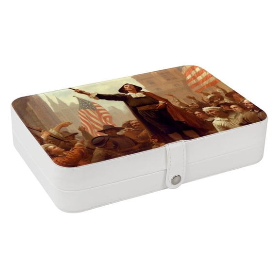 Columbus Day PU Leather Bracelet Holder Jewelry Organizer Box with Removable Compartment - Portable Organize Storage Case