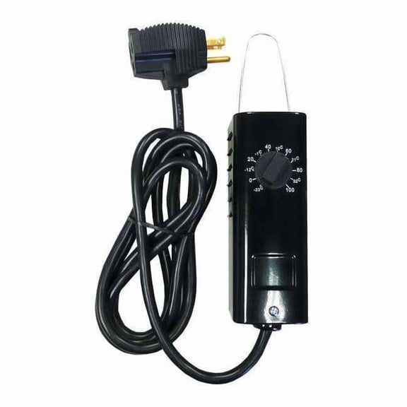 Portable Cooling Thermostat, Cool Only, -10 to 100F, Mechanical Selector Dial, 110 to 125V AC