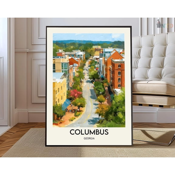 Columbus Georgia City Map Poster, Stretched Canvas 8x10in