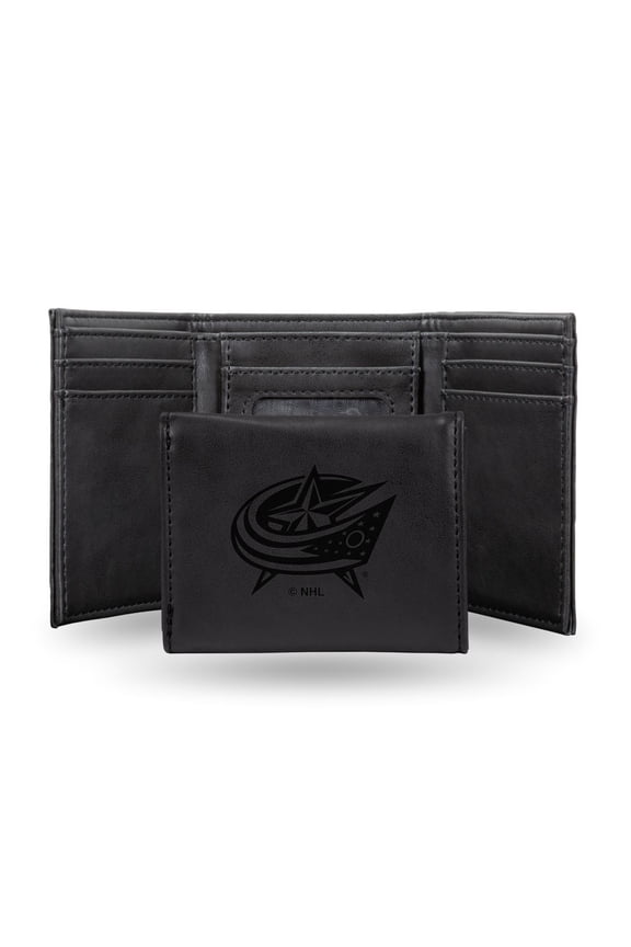 Columbus Hockey Blue Jackets Black Trifold Wallet with Clear ID Window