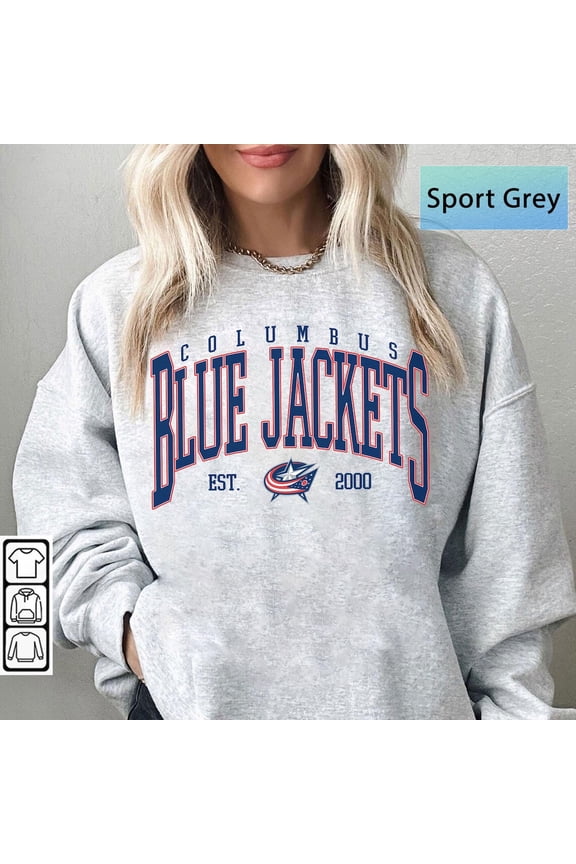 Columbus Hockey Sweatshirt, Vintage Blue Jackets Hockey Shirt, Gift for Fan,Sport Grey Color,Size L