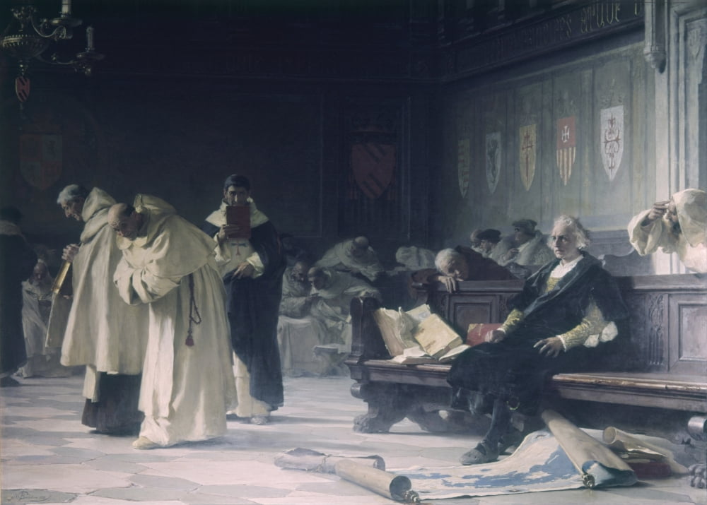 Columbus In Salamanca (Colombo A Salamanca) Canvas Art - (24 x 18)