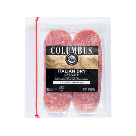 COLUMBUS Italian Dry Pork Salame, Sliced Charcuterie Meat, Refrigerated, 10 oz Plastic Pack