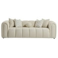 thumbnail image 1 of Columbus Mid Century Modern Living Room Puffy Fabric Sofa in Ivory Boucle, 1 of 7