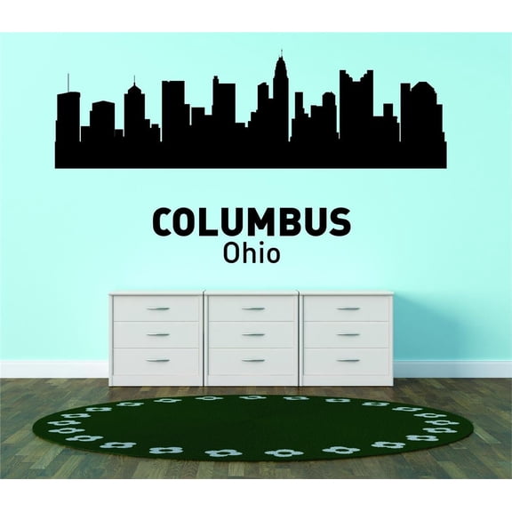 Columbus Ohio United States Major City Geographical Map Landmark - Vinyl Wall Decal - 30x64