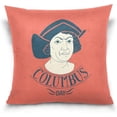 thumbnail image 1 of Columbus Sign Portrait Velvet Plush Throw Pillow Cushion Case Cover - 16" x 16" - Invisible Zipper Home Decor Floral for Couch Sofa No Insert, 1 of 5