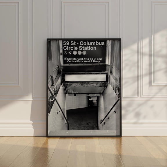 Columbus Station Wall Print NYC Subway Photo Decor New York City Black and White Poster Vintage New York Artwork