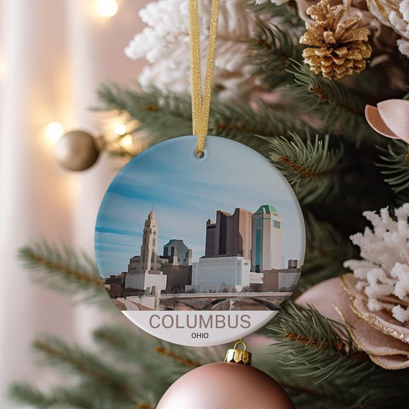 Columbus Travel Souvenir Ornament Christmas Tree Decoration Columbus Gift Festive Keepsake Unique Christmas 2D FLAT Ceramic Ornament