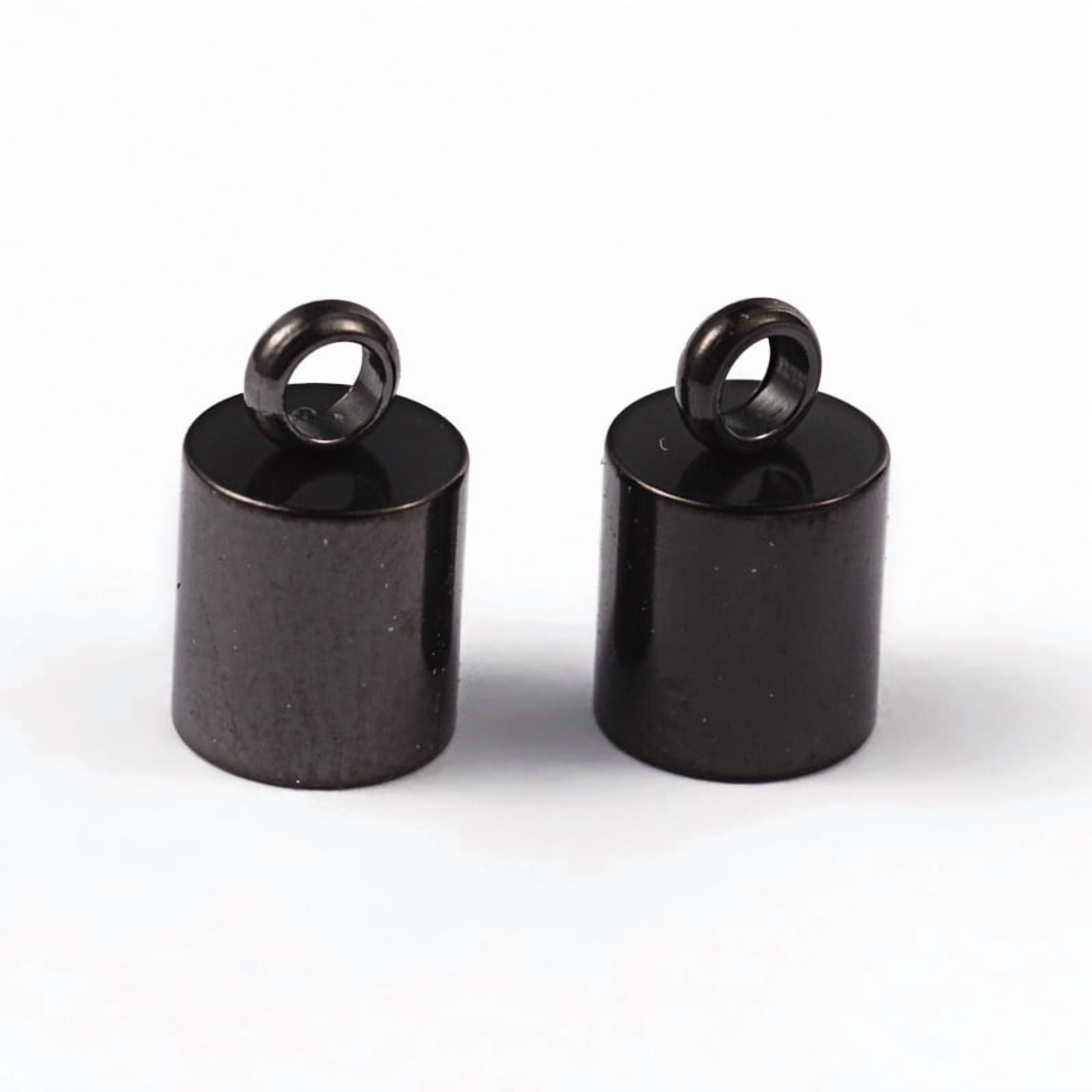 Column 304 Stainless Steel Cord Ends Ion Plating(IP) Electrophoresis Black 10x6mm Hole: 2mm Inner Diameter: 5mm