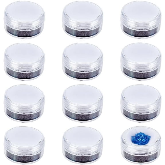 Column Plastic Loose Diamond Storage Screw Top Foam Gem Jars Gemstone Display Case with Sponge Inside Clear 3.8x2.2cm 12pcs for DIY