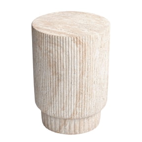 Column Travertine Stone Finish Italian Design MgO Side Accent Table