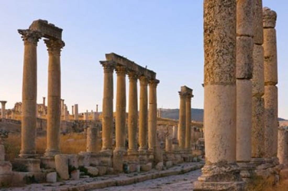 Column street in ancient Jerash ruins Amman Jordan Canvas Art - Keren Su  DanitaDelimont (24 x 16)