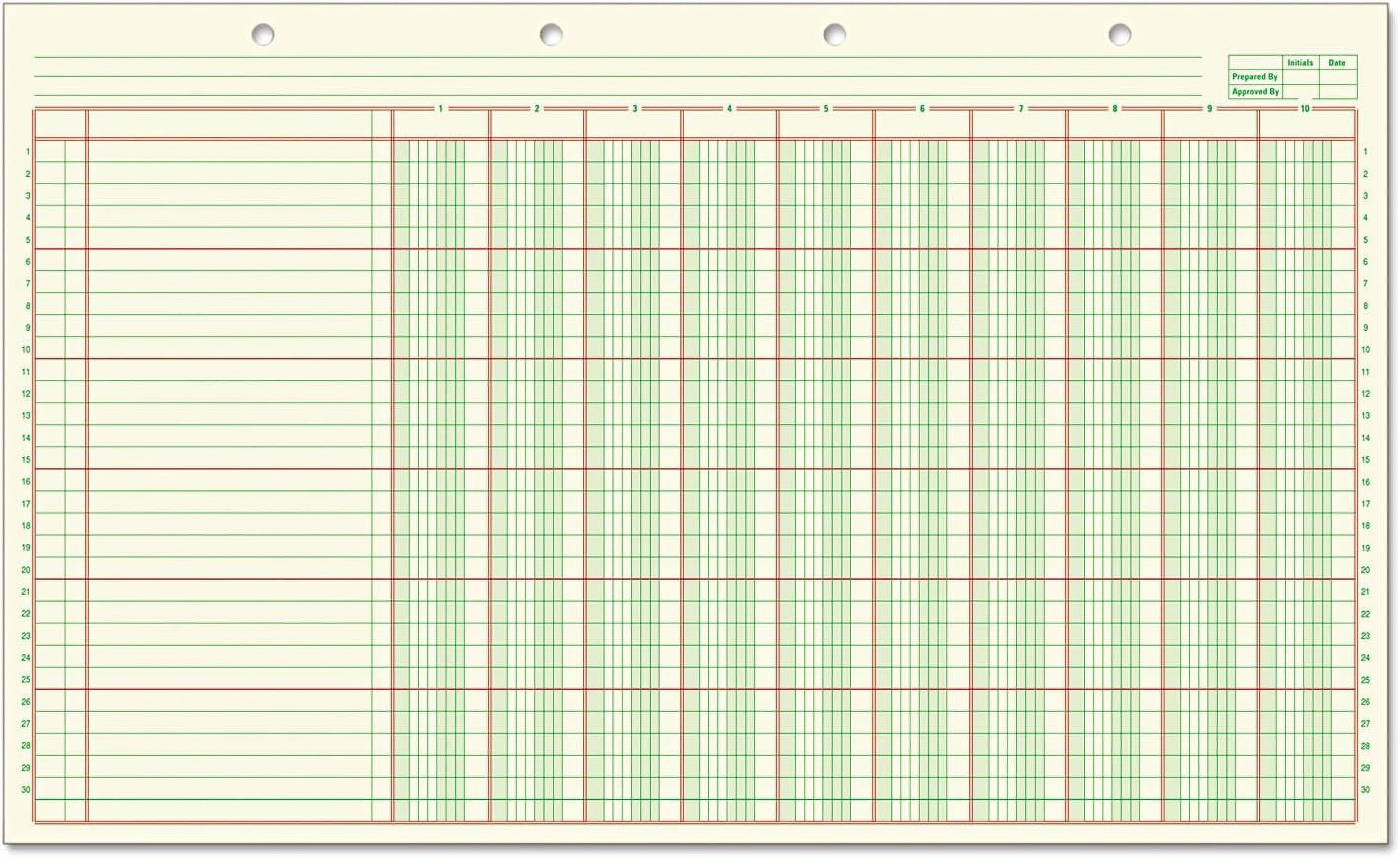 Columnar Analysis Pad, 10 Column, 8 1/2 X 11, Single Page Format, 50