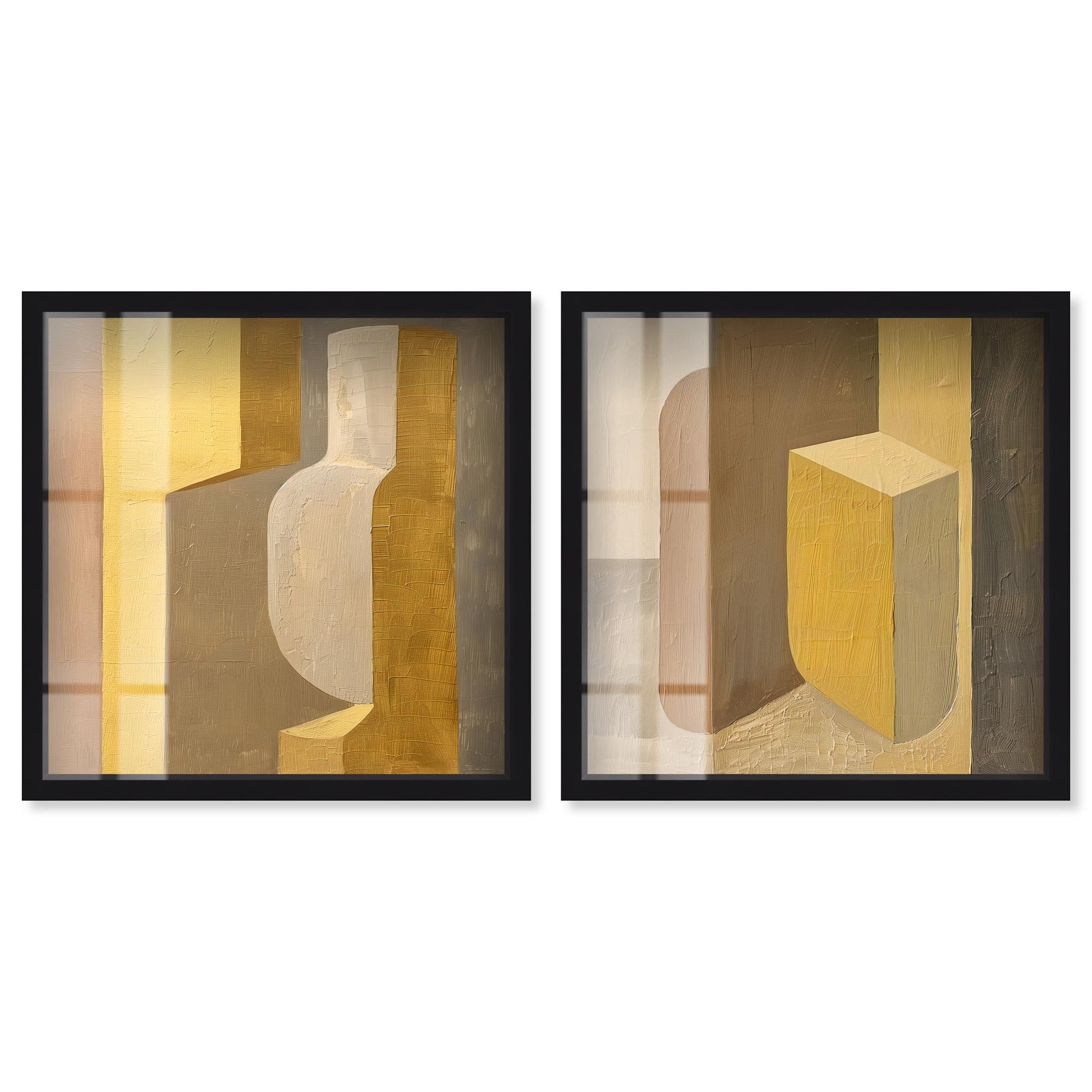 Columnar Forms Diptych Shadowbox Print Beige Wall Decor Set by Art ...
