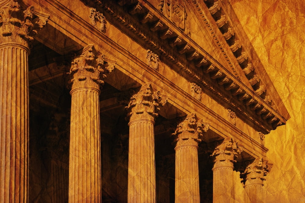 Columns And Fascia Of Greek Or Roman Style Building Canvas Art - Don Hammond Design Pics (17 x 11)